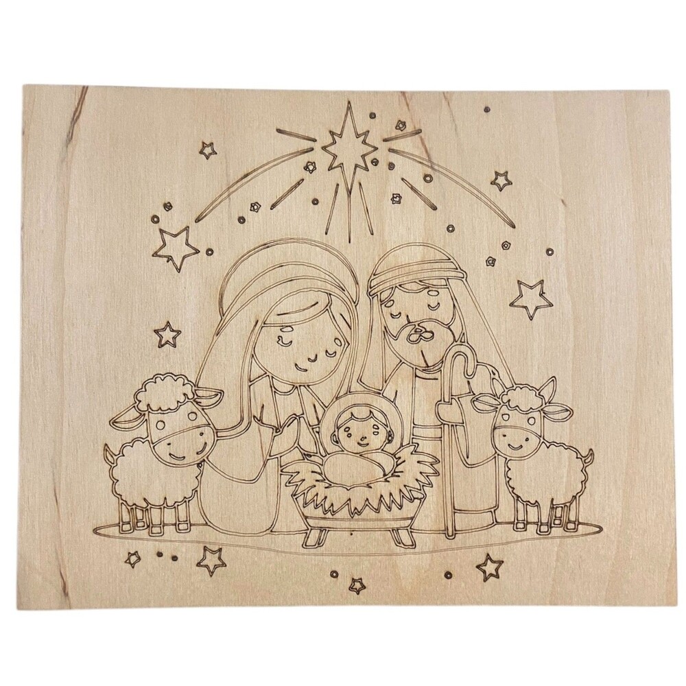 Wood Coloring Board - 1/8" Plywood - 7x9 - Nativity 1 - S519